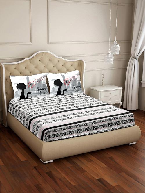 vogue double bedsheet set super king size 100% luxury cotton grey colour - 18702779 -  Standard Image - 0