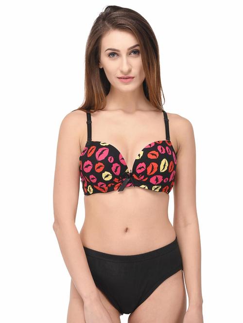 black cotton bras and panty set - 18703974 - Standard Image - 0