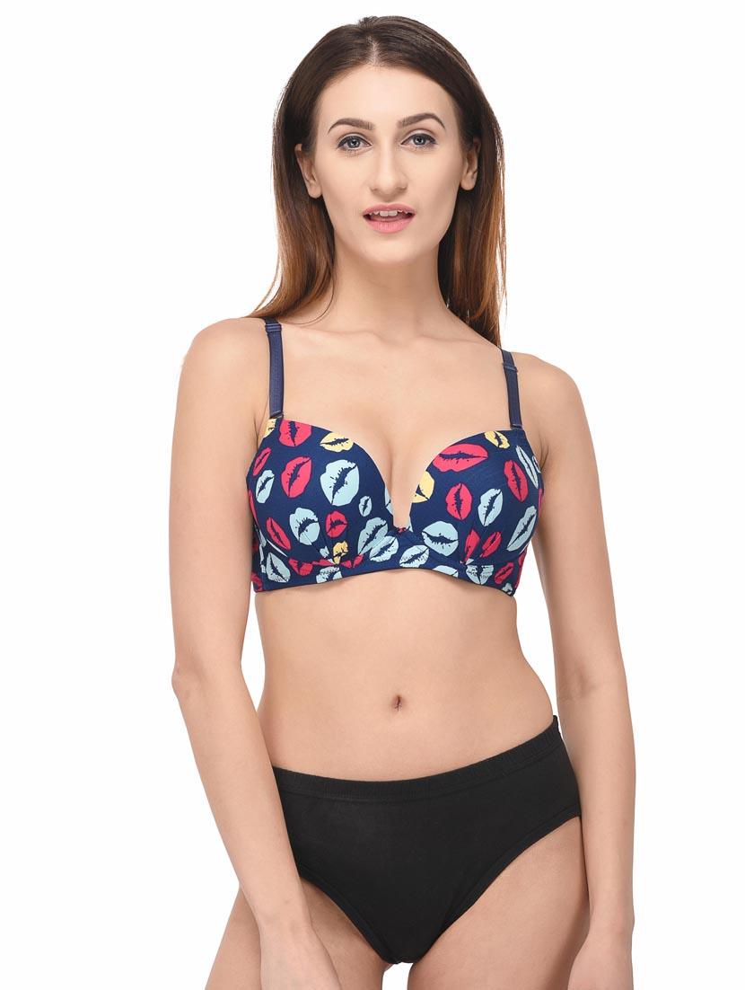 dark blue cotton bras and panty set - 18703975 -  Zoom Image - 0