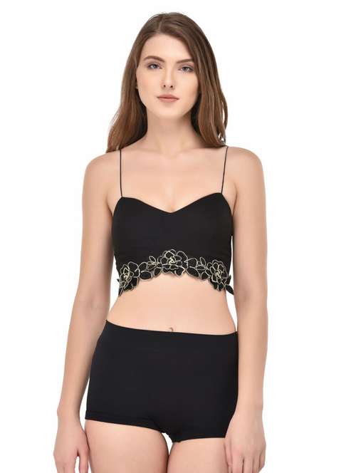 black cotton bras and panty set - 18704007 -  Standard Image - 0