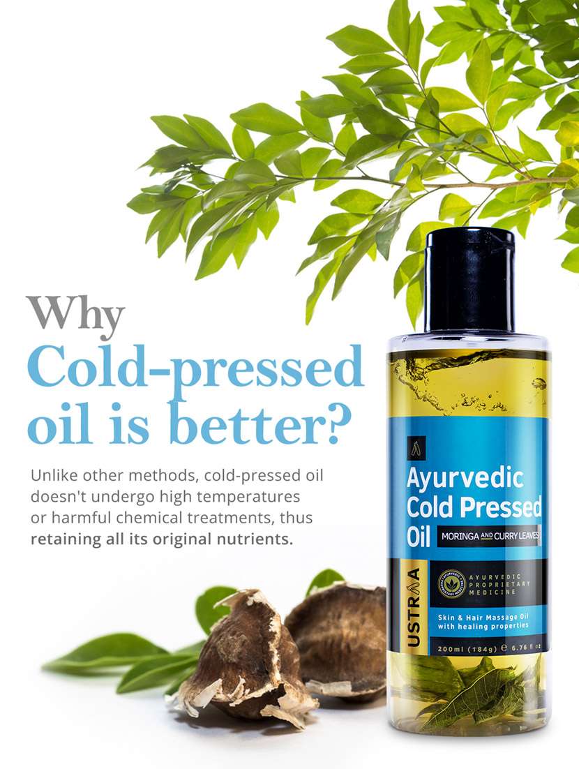 ustraa ayurvedic cold pressed oil - 200ml & hair wax strong hold wet look - 100g - 18718151 - Standard Image - 3
