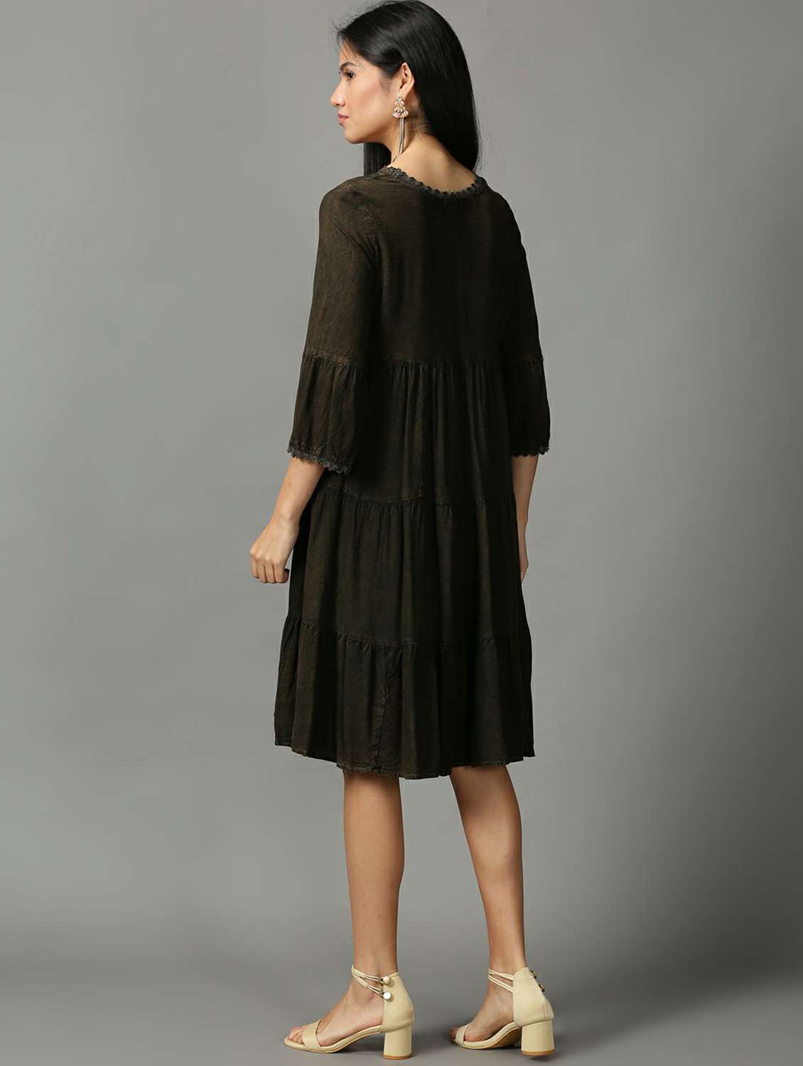 women's tiered dress self design dress - 18718501 -  Standard Image - 3