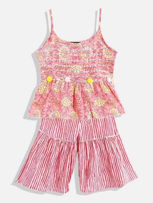 pink cotton kurta sharara suit set - 18719168 - Standard Image - 0