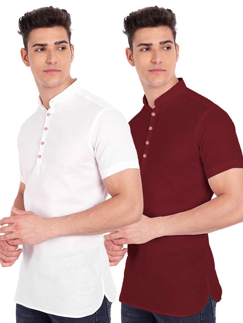 pack of 2 solid short kurta