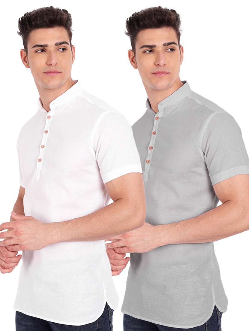 pack of 2 solid short kurta