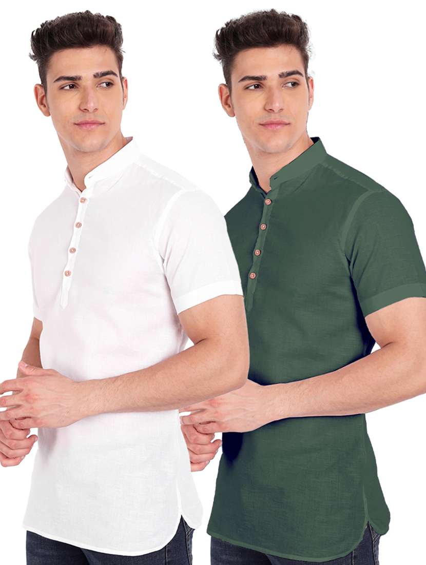pack of 2 solid short kurta