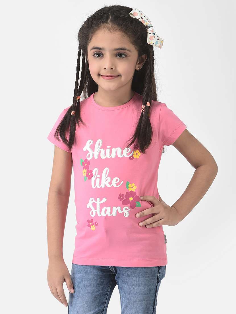 girls round neck graphic tee 