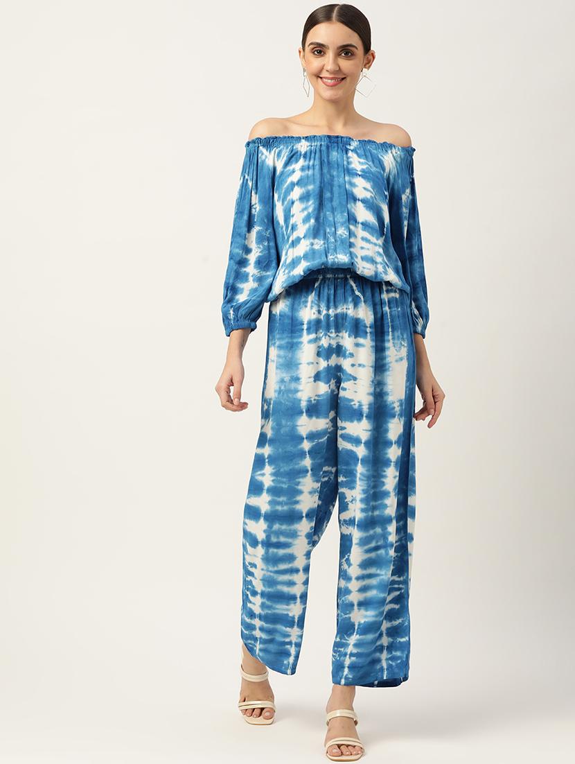 blue rayon top and trouser set coord - 18719403 -  Zoom Image - 0