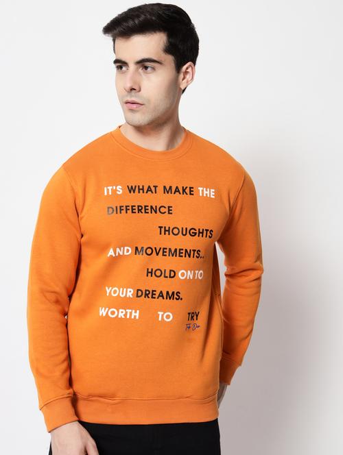 orange cotton chest print sweatshirt - 18720554 - Standard Image - 0