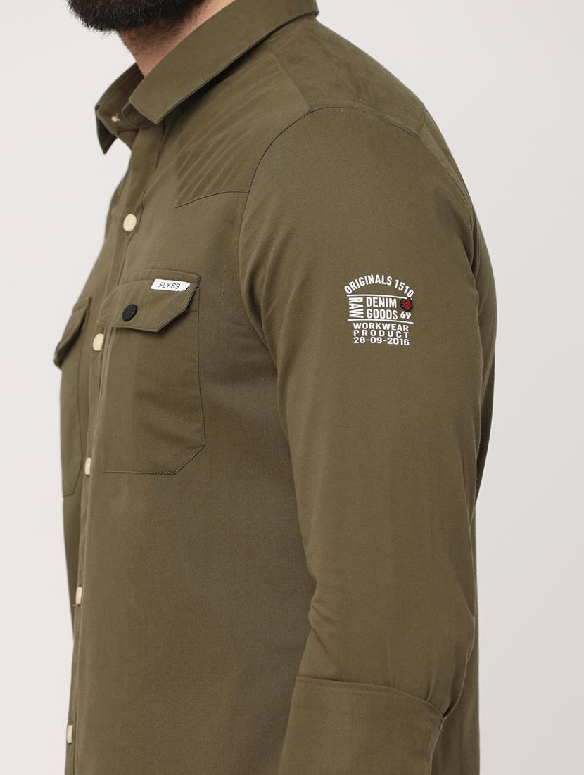 khaki colored solid design casual shirt - 18720652 - Standard Image - 3
