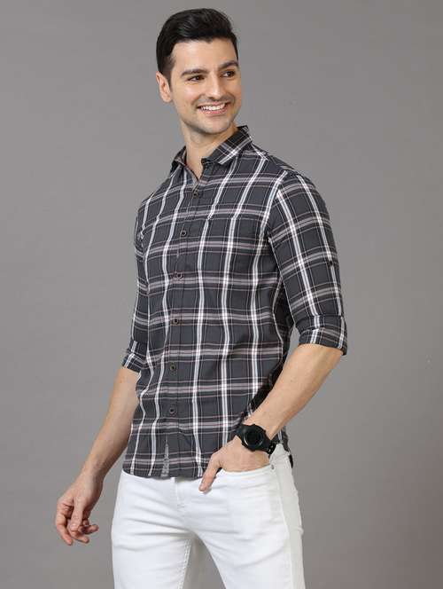 checkered design casual shirt - 18720700 - Standard Image - 0