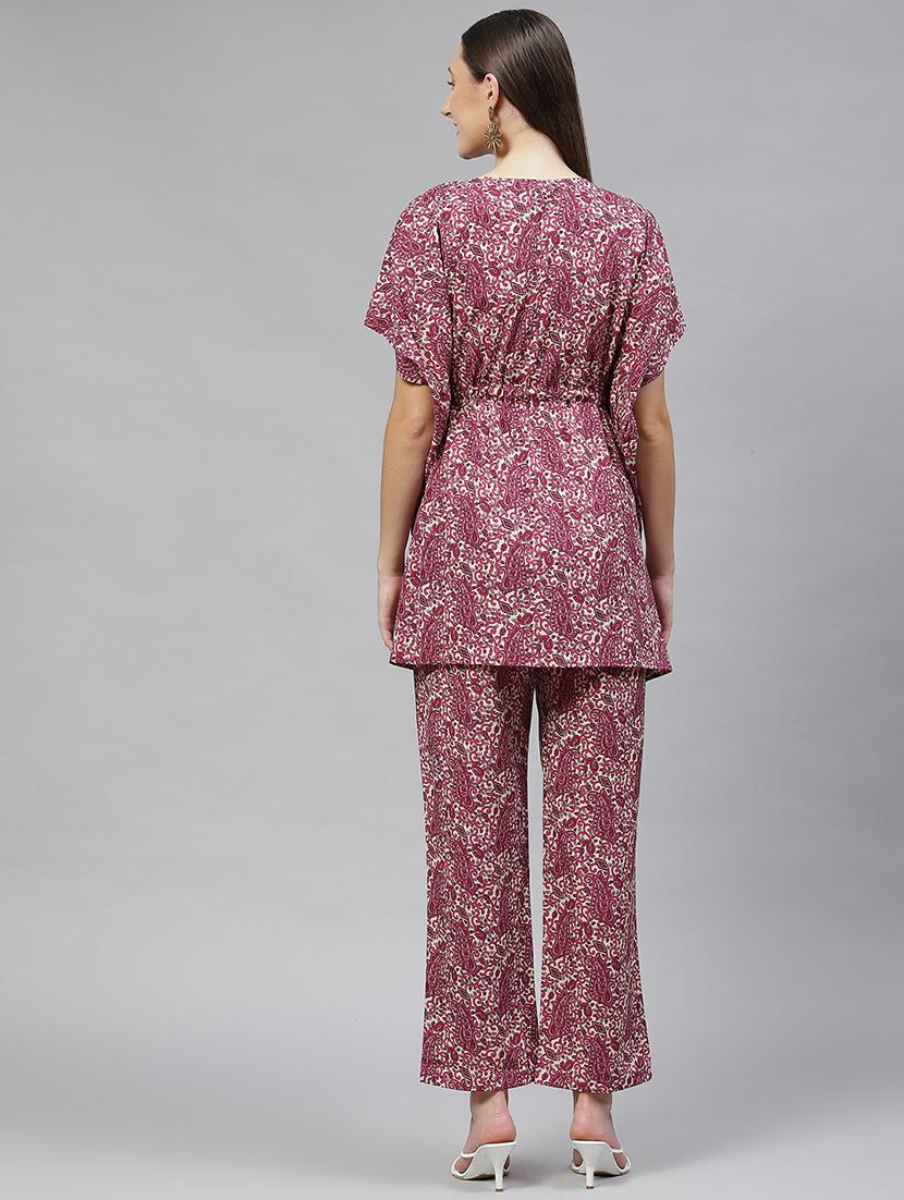 v neck printed top and trouser set - 18720825 - Standard Image - 3