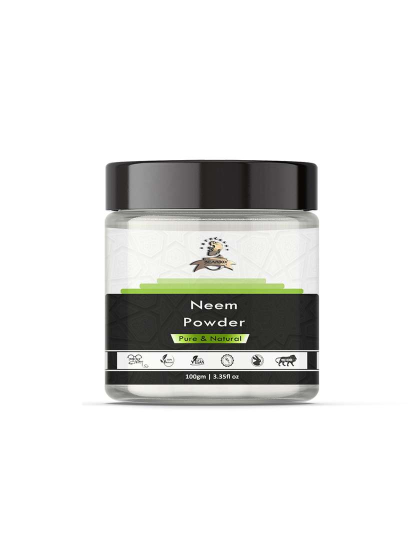 beardox 100% pure & natural neem powder treats pigmentation, dullness and pre-mature ageing reduces dandruff & frizzy hair