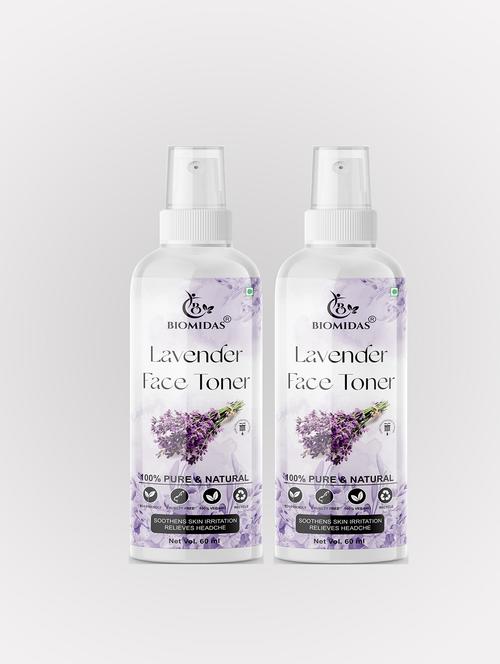biomidas 100% natural lavender toner for cleansing & refreshing skin pore tightening toner with spray 60ml (pack of 2) - 18722369 - Standard Image - 0