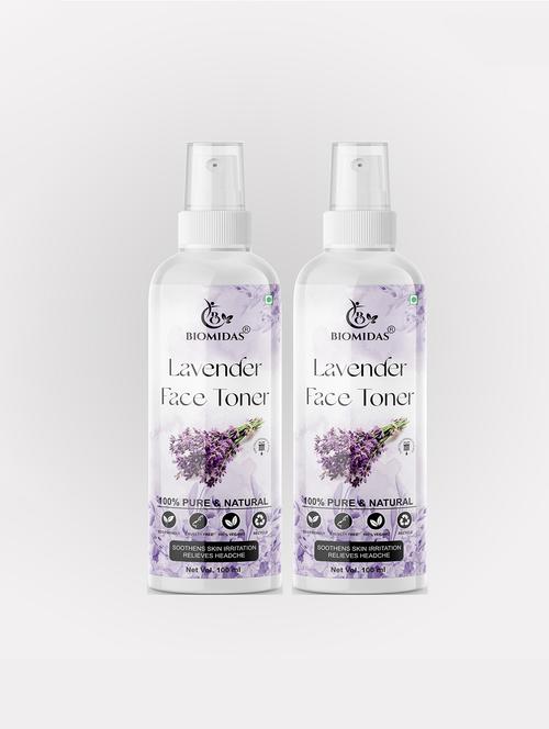 biomidas 100% natural lavender toner for cleansing & refreshing skin pore tightening toner with spray 100ml (pack of 2) - 18722401 - Standard Image - 0