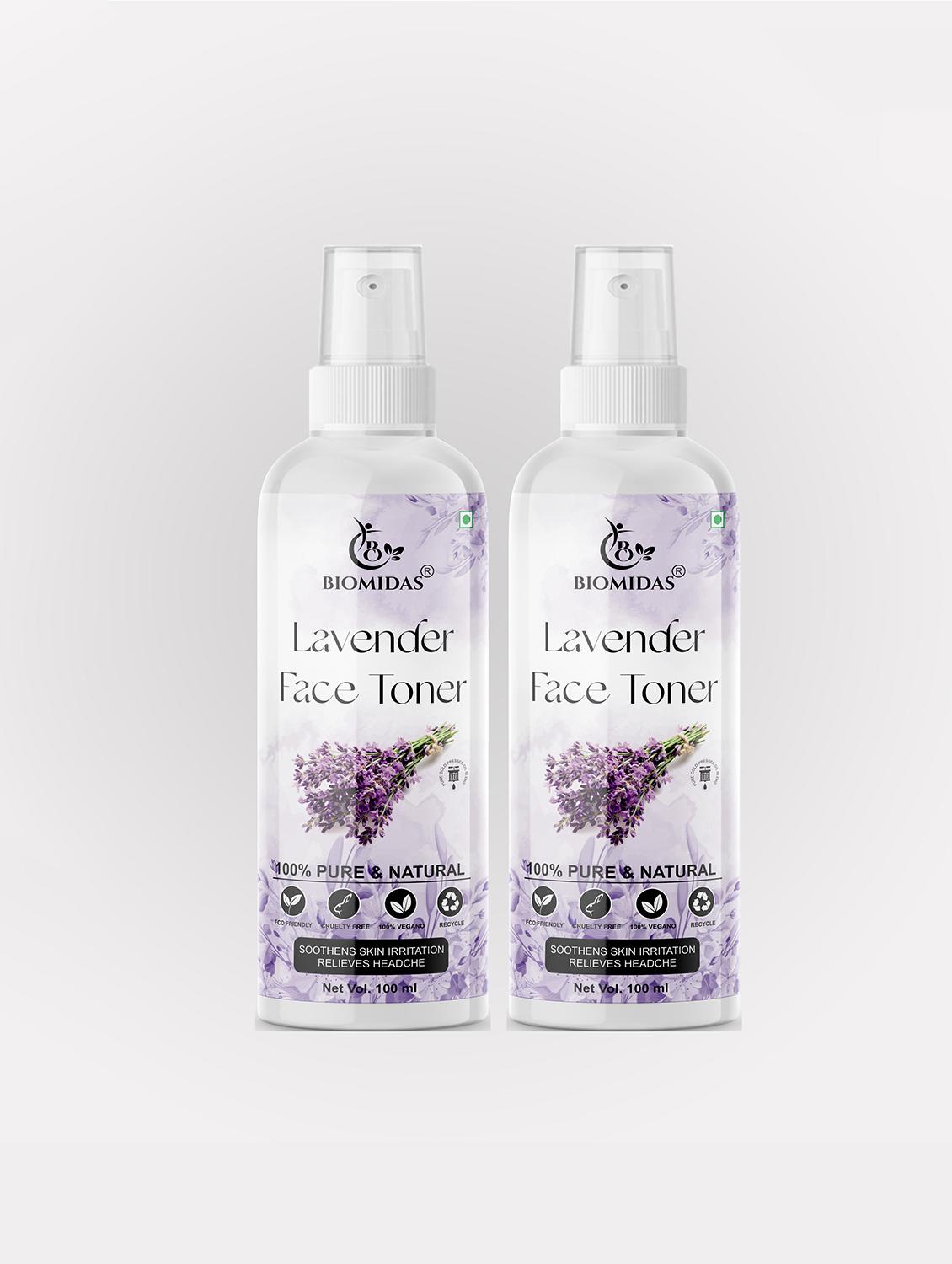 biomidas 100% natural lavender toner for cleansing & refreshing skin pore tightening toner with spray 100ml (pack of 2) - 18722401 - Zoom Image - 0