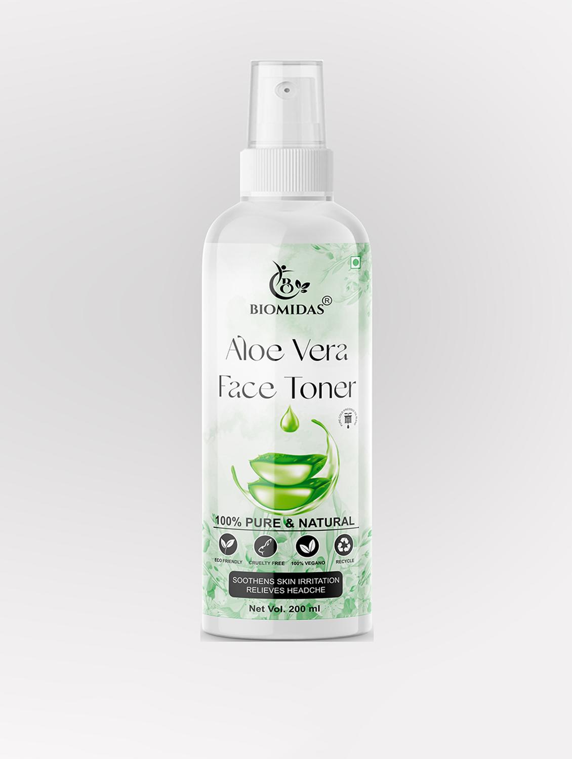 biomidas 100% natural aloe vera toner for cleansing & refreshing skin pore tightening toner with spray 200ml (pack of 1) - 18722416 - Zoom Image - 0