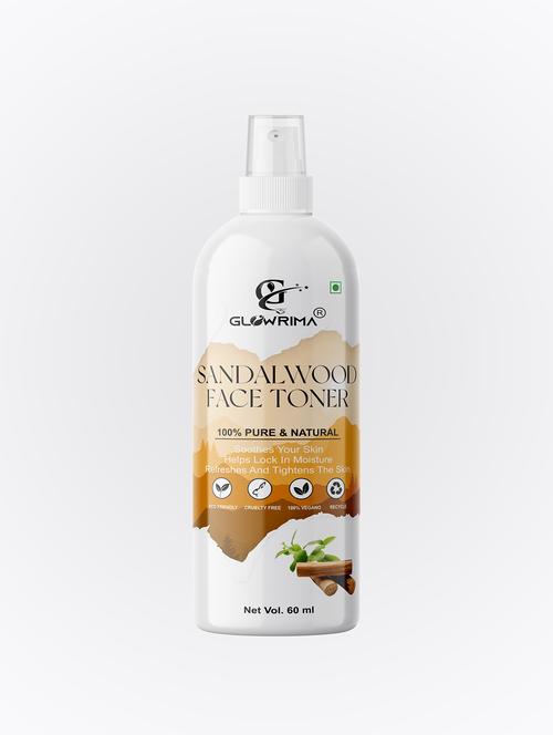 glowrima 100% natural sandalwood toner for cleansing & refreshing skin pore tightening toner with spray 60ml (pack of 1) - 18722464 -  Standard Image - 0