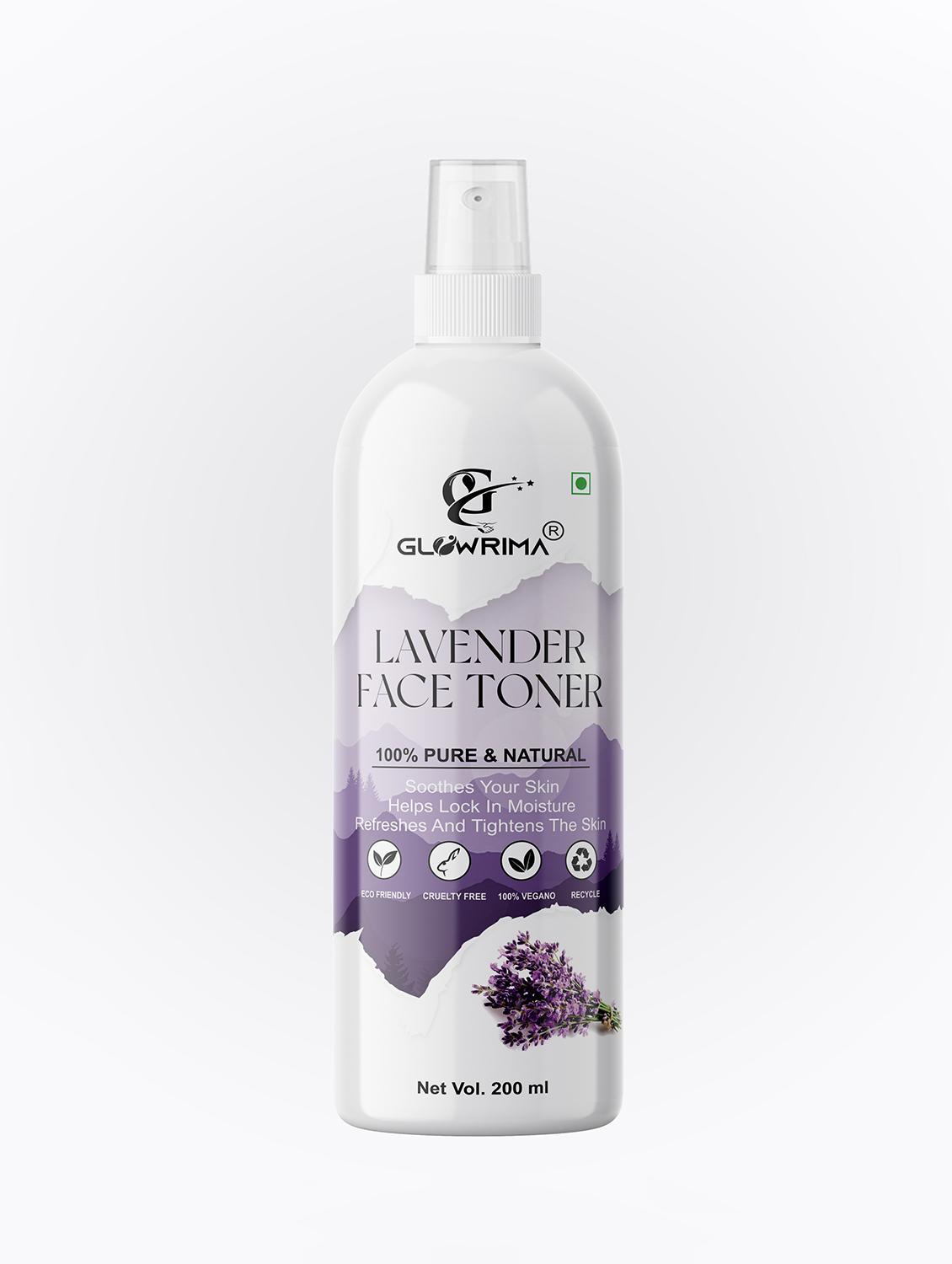 glowrima 100% natural lavender toner for cleansing & refreshing skin pore tightening toner with spray 200ml (pack of 1) - 18722516 - Zoom Image - 0