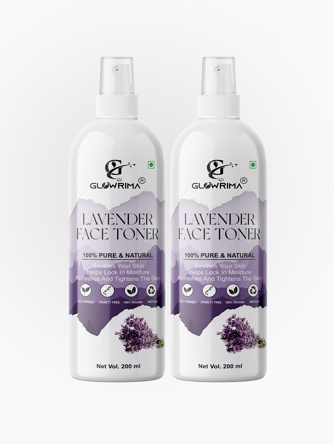 glowrima 100% natural lavender toner for cleansing & refreshing skin pore tightening toner with spray 200ml (pack of 2) - 18722517 - Zoom Image - 0