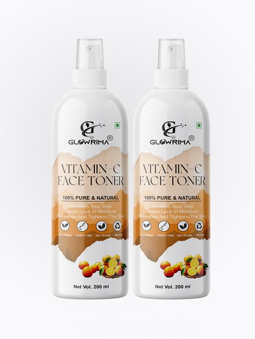 glowrima 100% natural vitamin-c toner for cleansing & refreshing skin pore tightening toner with spray 200ml (pack of 2) - 18722526 -  Standard Image - 0