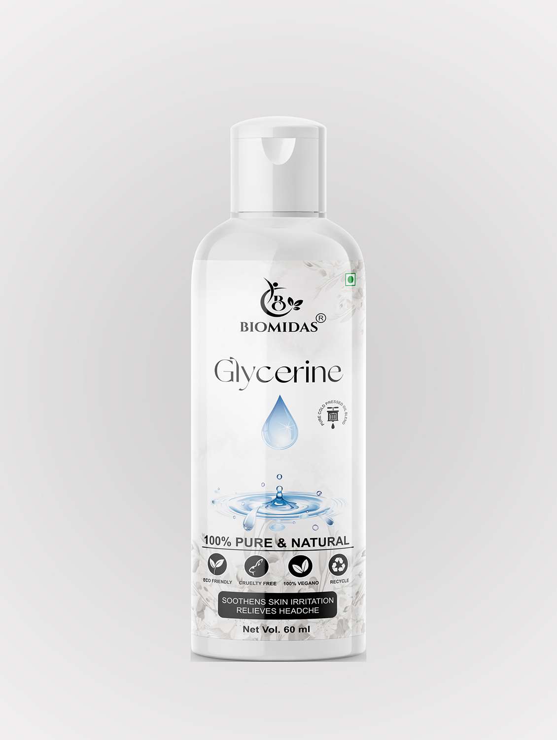 biomidas 100% natural glycerine for cleansing & refreshing skin pore tightening 60ml (pack of 1) - 18722556 - Zoom Image - 0