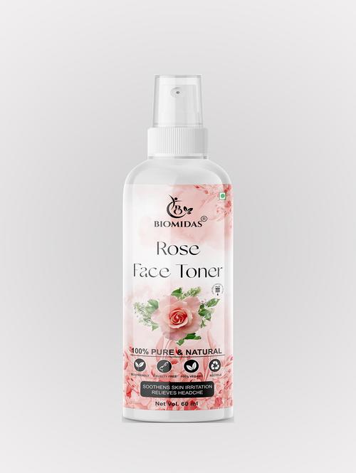 biomidas 100% natural rose toner for cleansing & refreshing skin pore tightening toner with spray 60ml (pack of 1) - 18722564 - Standard Image - 0