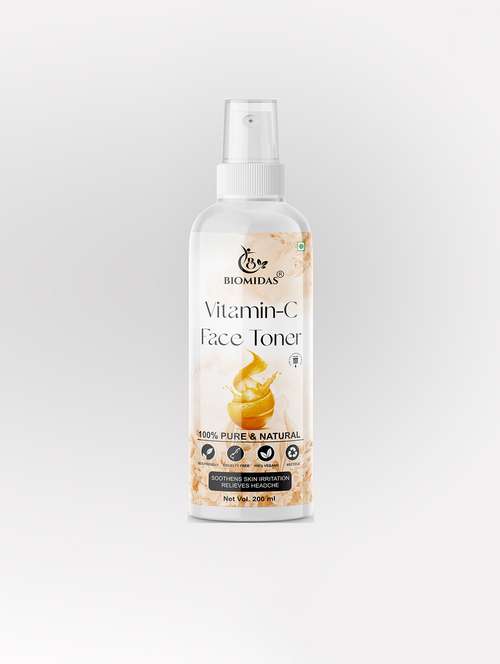 biomidas 100% natural vitamin-c toner for cleansing & refreshing skin pore tightening toner with spray 200ml (pack of 1)