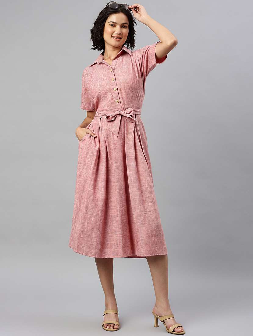women solid fit & flared dress