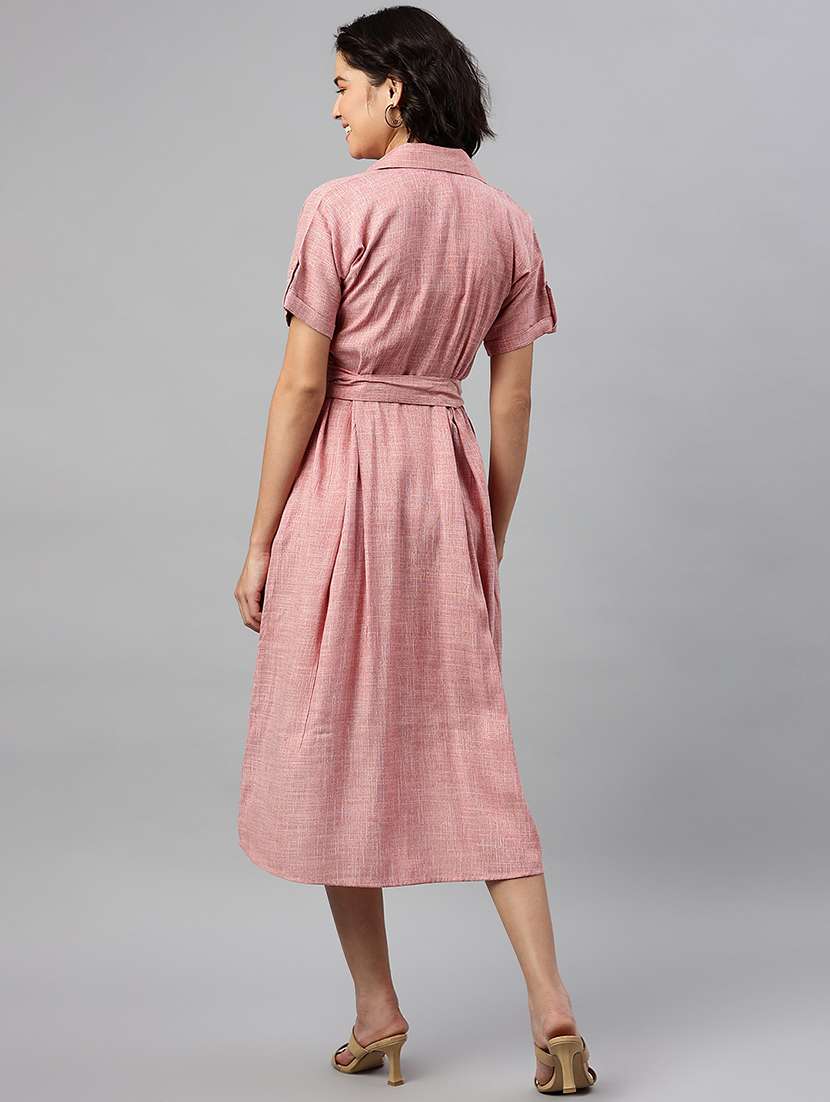 women solid fit & flared dress - 18734497 -  Standard Image - 3