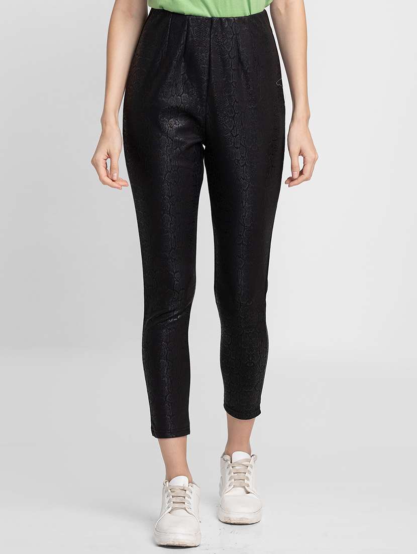 women animal print cigarette trouser