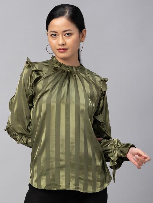 women's ruffle high neck top - 18734546 - Standard Image - 0