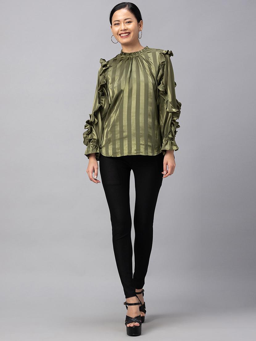 women's ruffle high neck top - 18734546 - Standard Image - 3