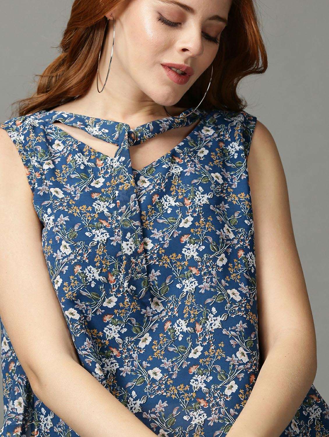 women's a line tie-up neck top - 18734832 -  Standard Image - 5