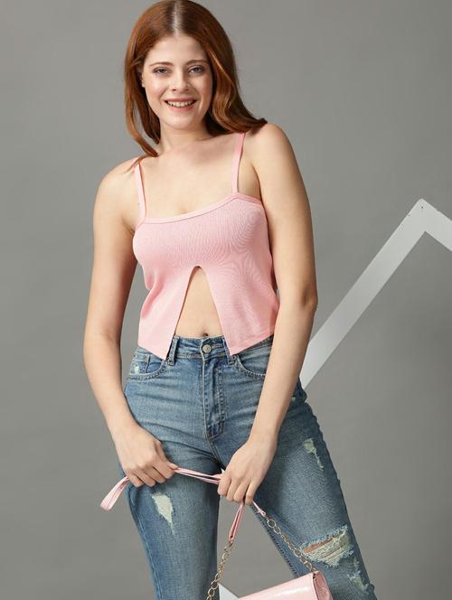 women's crop shoulder strap top - 18734847 - Standard Image - 0