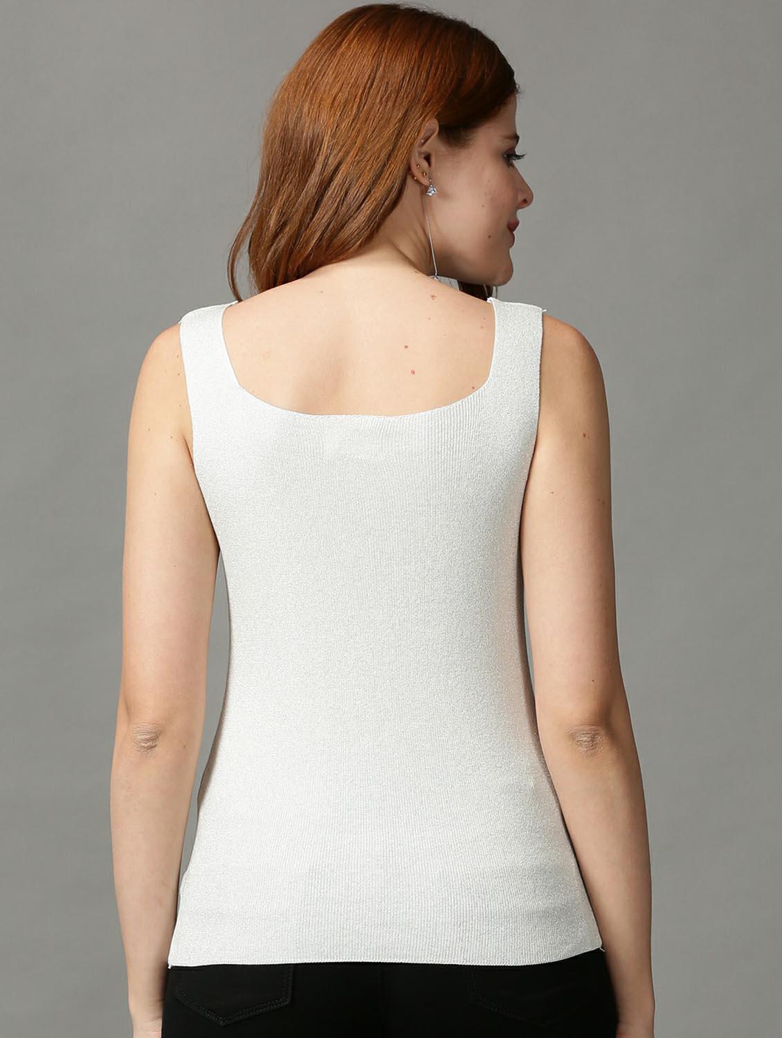 women's straight v neck top - 18734860 - Standard Image - 3