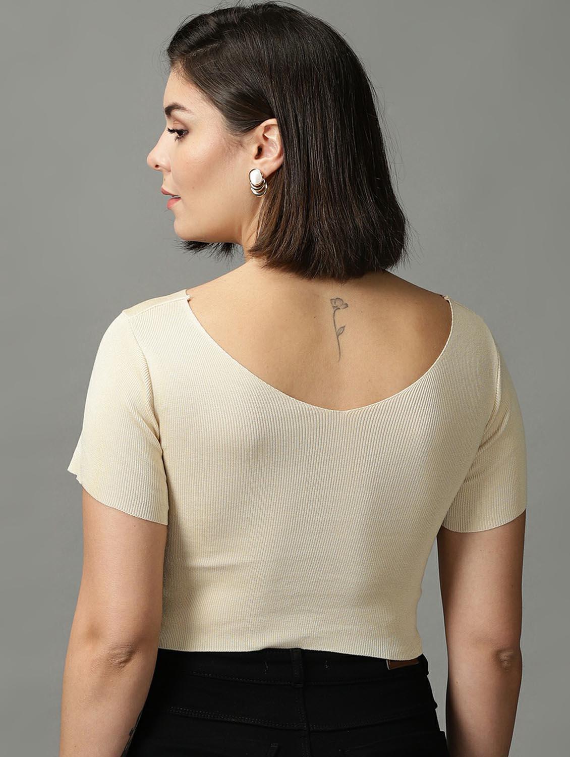 women's crop v neck top - 18734867 - Standard Image - 3