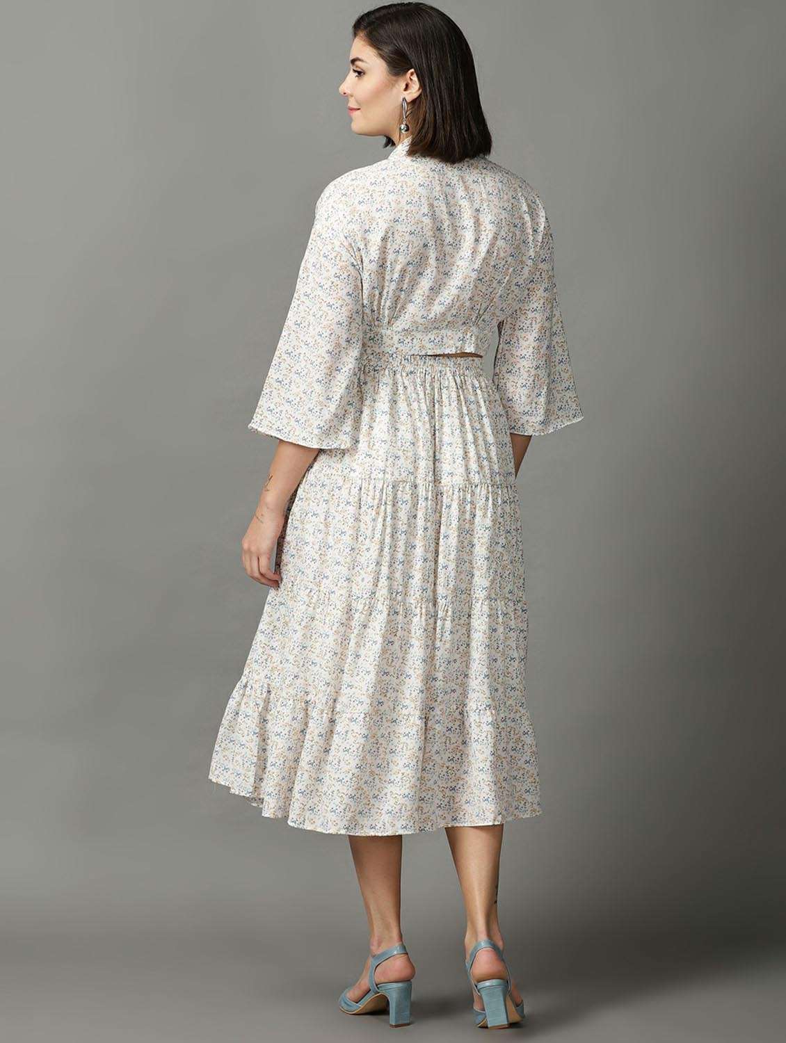 white polyester top and skirt set - 18735137 -  Standard Image - 3