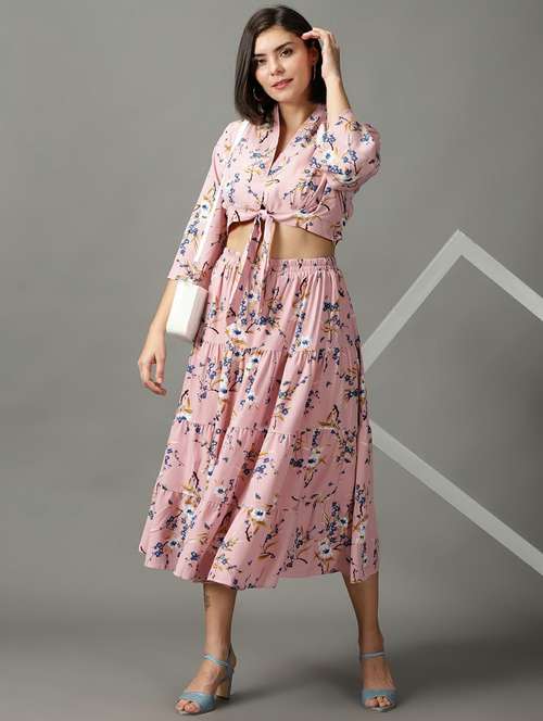 pink polyester top and skirt set - 18735139 -  Standard Image - 0