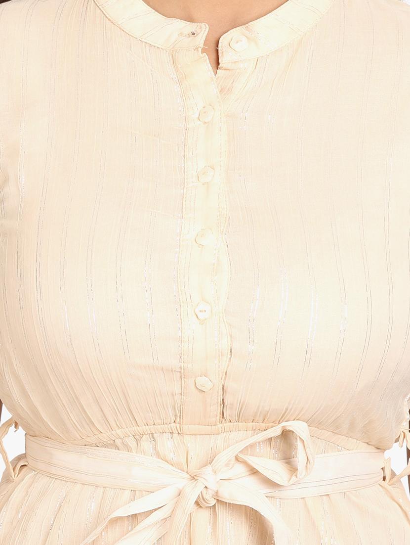 beige striped polyester a-line dress - 18735494 - Standard Image - 3