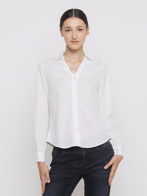 white polyester regular shirt - 18735534 -  Standard Image - 0