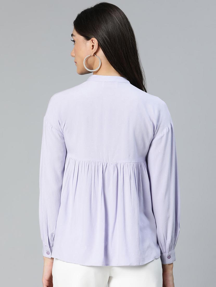 women's peplum mandarin neck top - 18735714 - Standard Image - 3