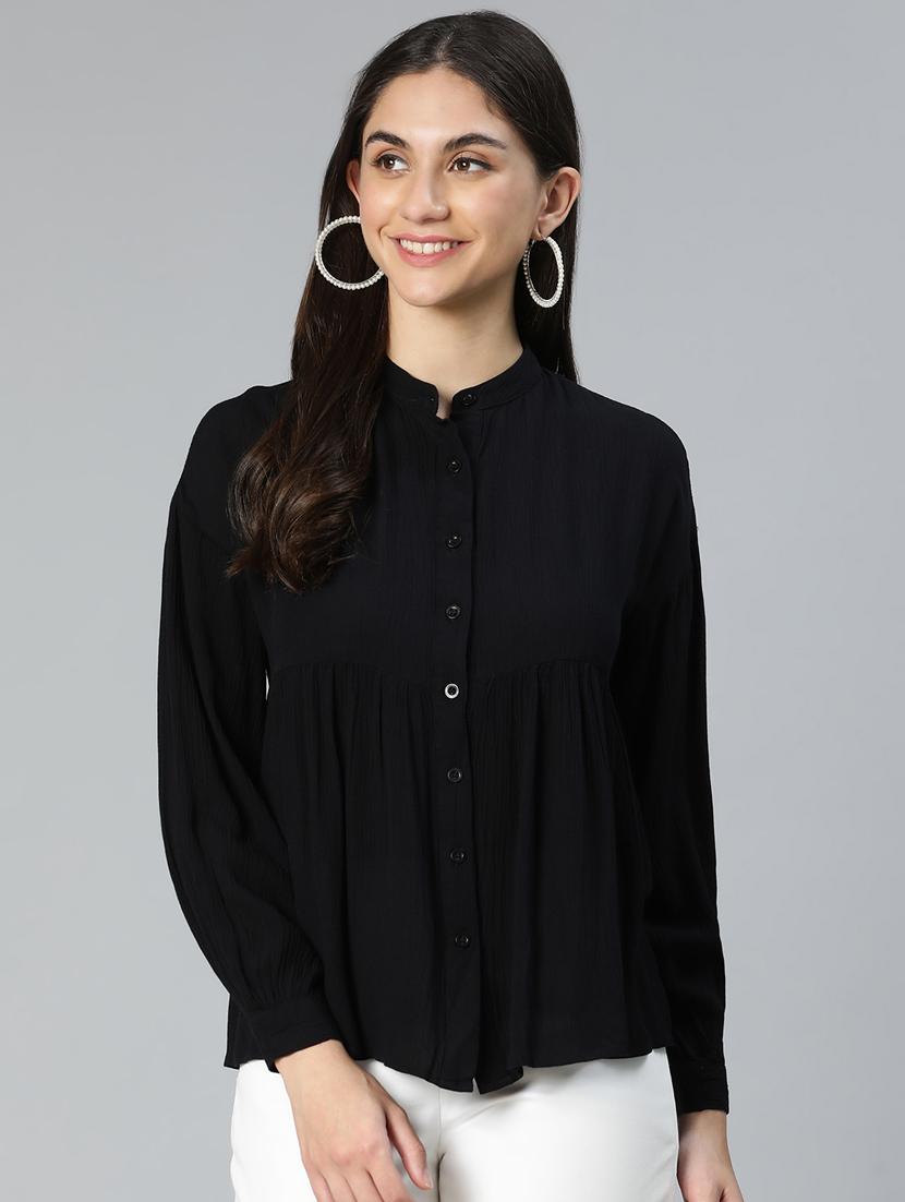 women's straight mandarin neck top - 18735716 - Zoom Image - 0