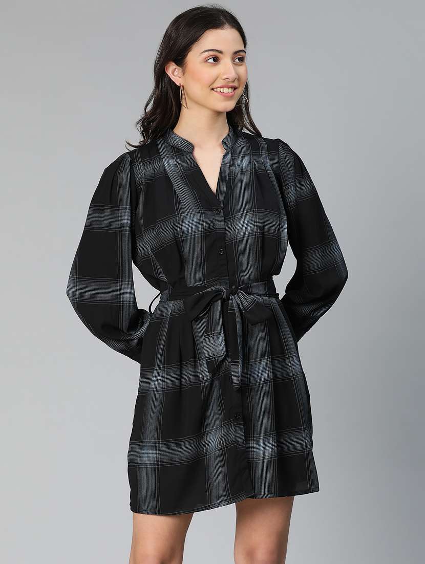 black cotton shirt dress - 18736216 -  Zoom Image - 0
