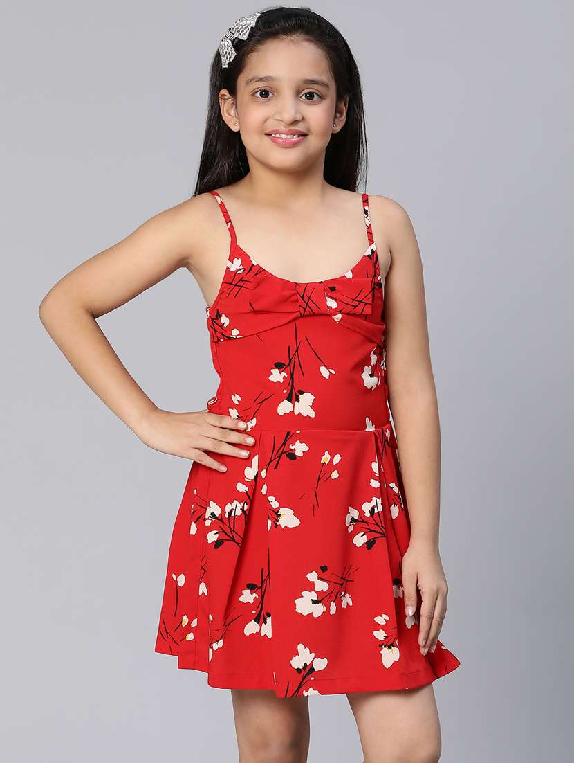 girls shoulder strap sleeveless frock