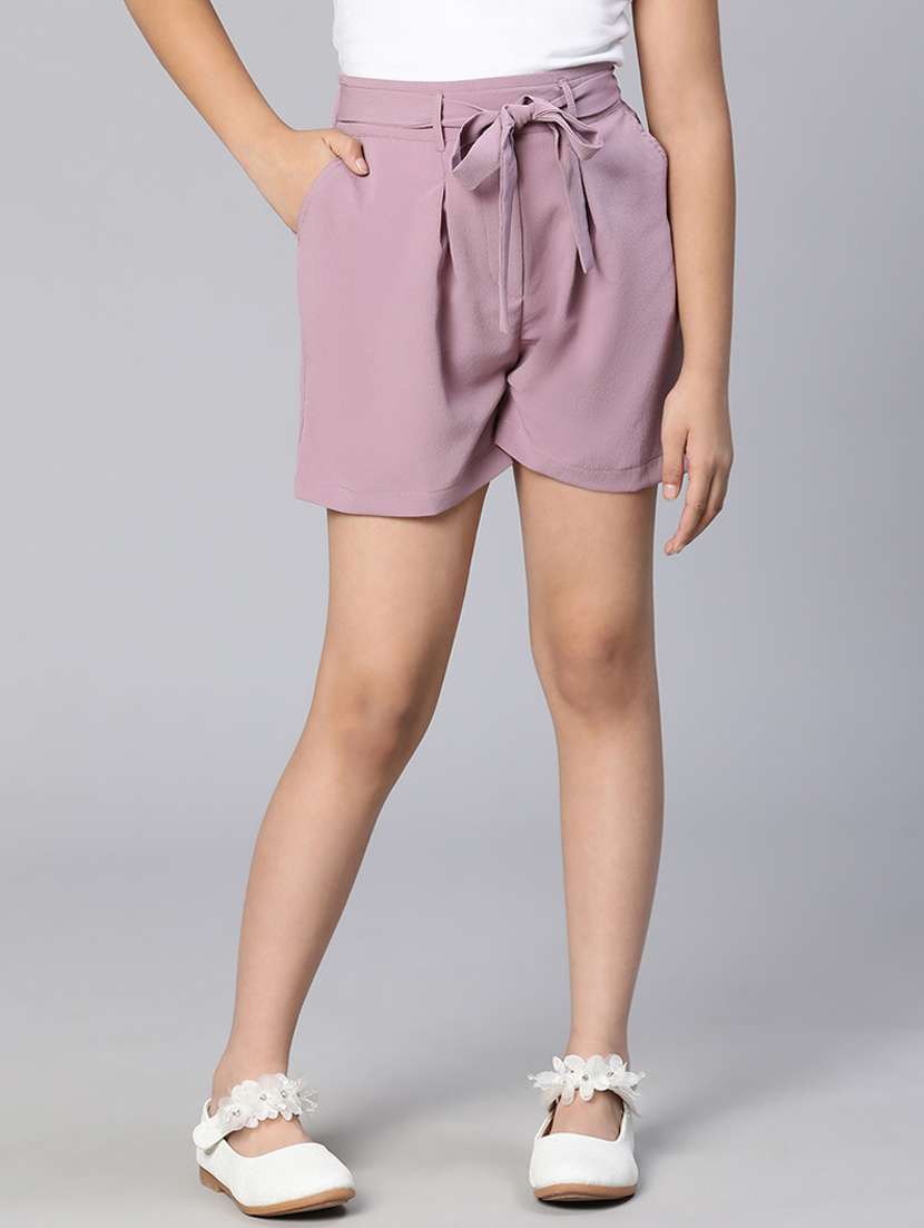 purple solid shorts 