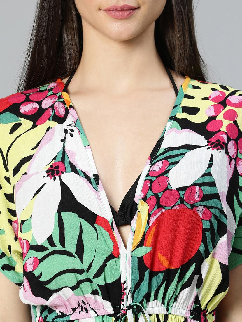 tropical printed wrap coverup - 18736449 - Standard Image - 5