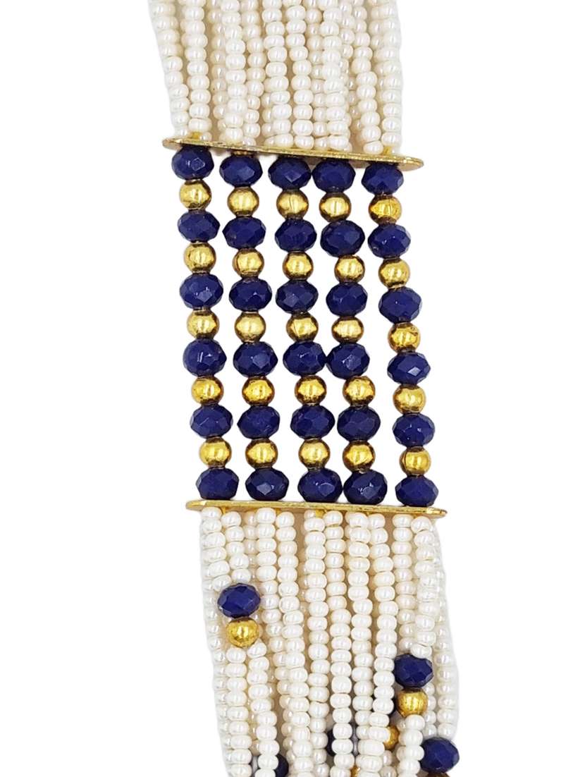  gold plated blue kundan traditional necklace earring set  - 18736470 -  Standard Image - 5