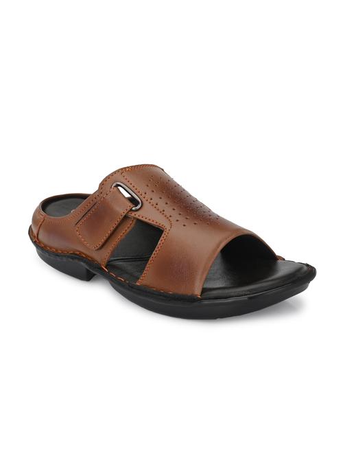 tan leather slip on sandals - 18736815 -  Standard Image - 0