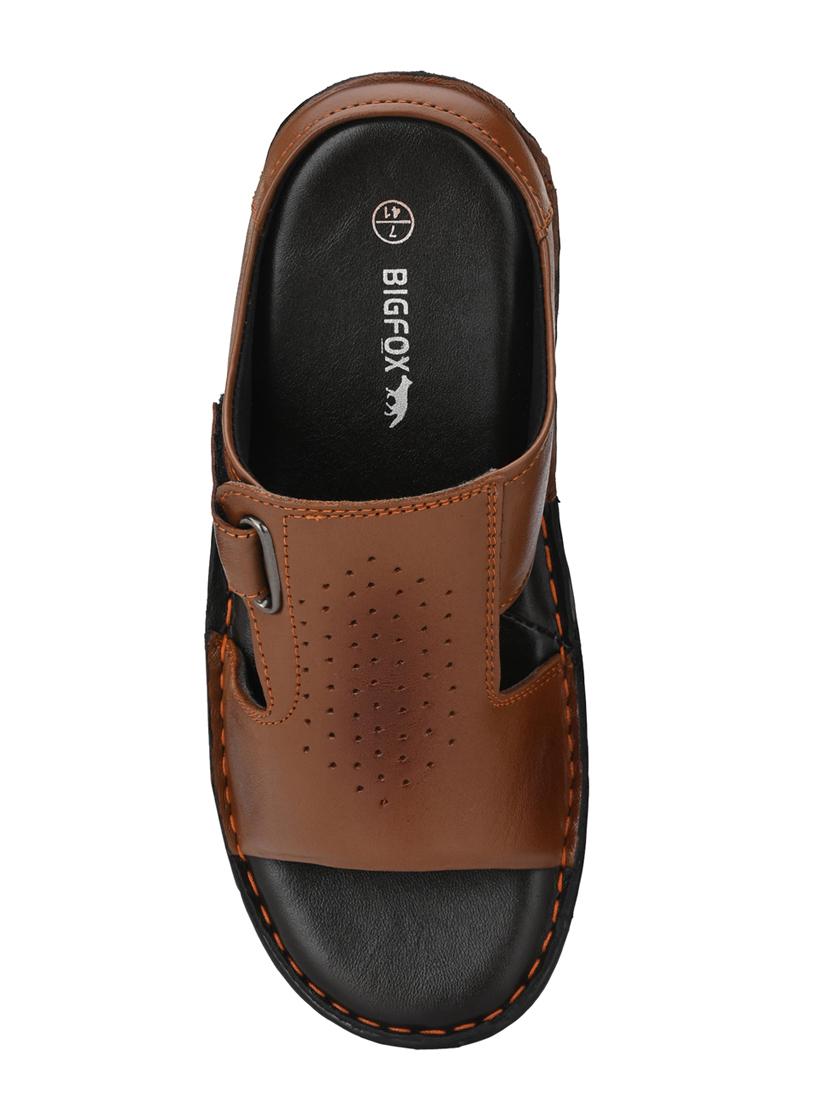 tan leather slip on sandals - 18736815 - Standard Image - 3